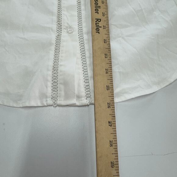 Rebecca Minkoff Top Womens Large White Natalia Button Down Blouse Cottage Cotton - Picture 8 of 9